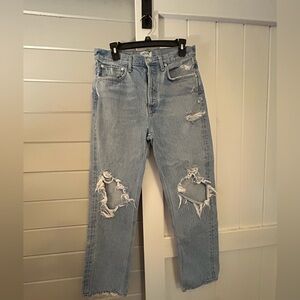 Agolde Women’s  Distressed Light Blue Jeans